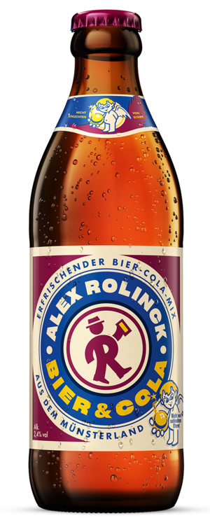 Alex Rolinck Bier & Cola in 0,33l Euroflasche.